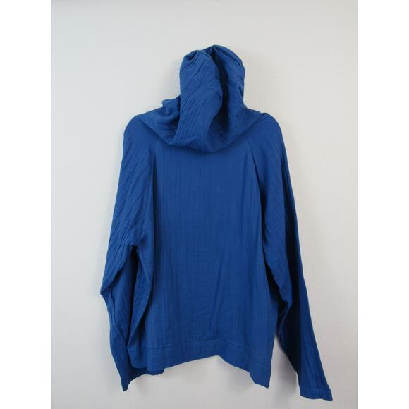 NWT Lotus and Luna Large Cobalt Baja Pullover 100% Cotton Hooded Lightweight - Picture 9 of 9